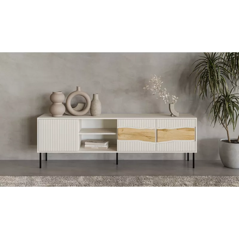 TV cabinet cama meble INSERTO 3D1W 190x40x62 cm wykończenie cashmere z LED