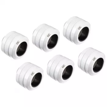 Złączka Alphacool 17484, mosiężna, biała, wysokość 23 mm, średnica 26 mm, opakowanie 6 szt.