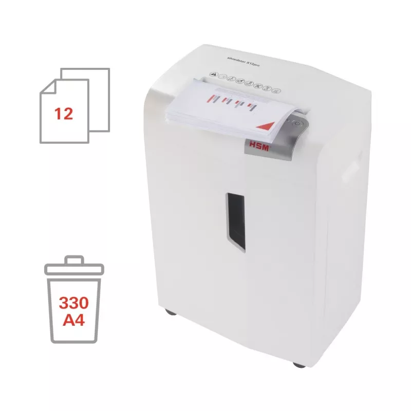 Niszczarka do papieru HSM 1033121 cięcie na ścinki 2 x 15 mm, szerokość robocza 23 cm, kosz 26 l, biała