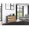 Komoda top e shop M6 120 — antracyt/dąb, 6 szuflad, 1200×300×770 mm, płyta wiórowa