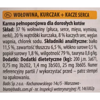 Mokra karma dla kota animonda Carny wołowina w puszce 400 g — dorosły, bezglutenowa, bez soi i cukru