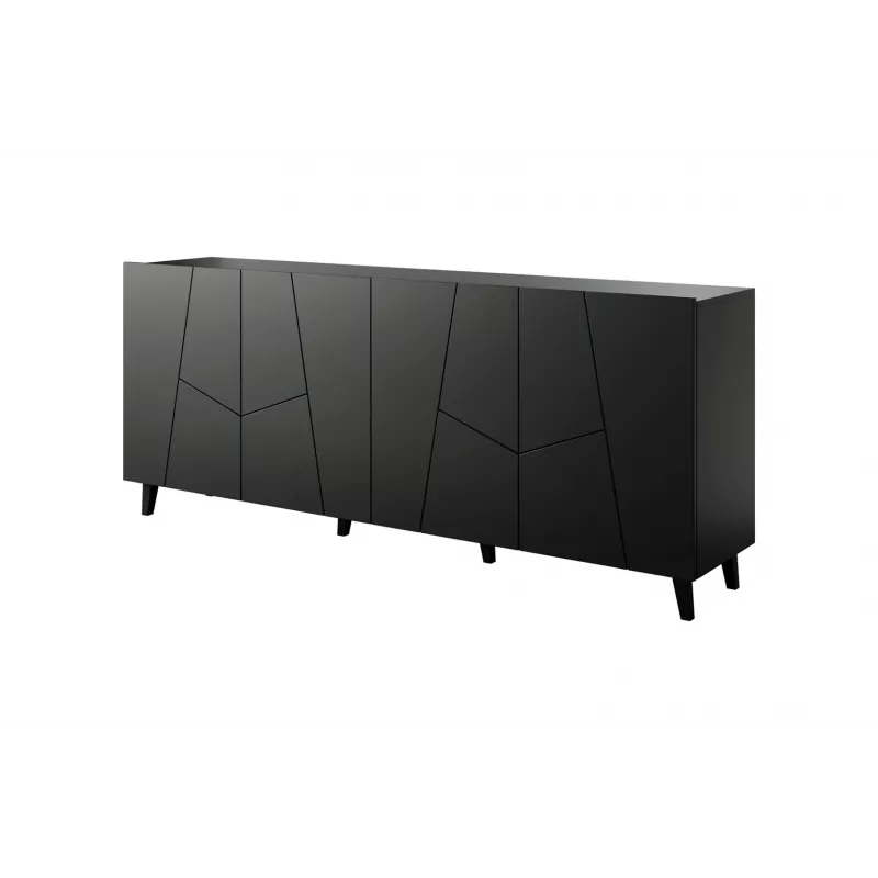 Komoda Cama Meble ETNA 2000×420×820 mm, czarny mat, płyta wiórowa