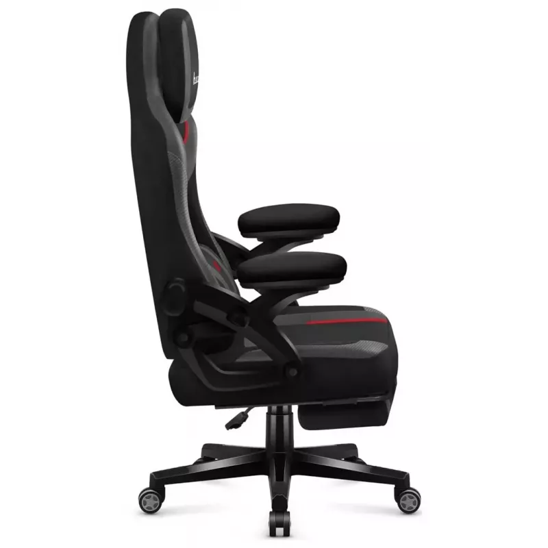 Fotel gamingowy huzaro Force 4.6 — ergonomiczne siedzisko z tkaniny, regulowana wysokość i pochylenie, podparcie lędźwiowe, maks. 130 kg, szerokość siedziska 41 cm