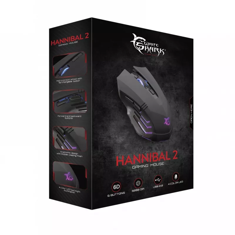 biały Shark GM-5006B Mysz Gamingowa Hannibal-2 Czarna