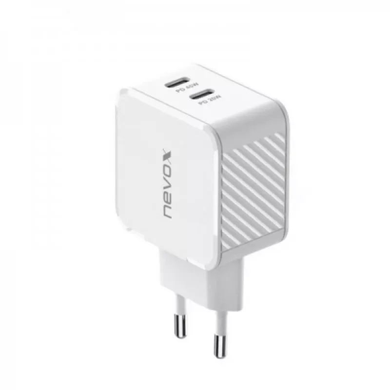 Ładowarka Nevox 45W Dual USB-C Power Delivery GaN, biała, model 2569