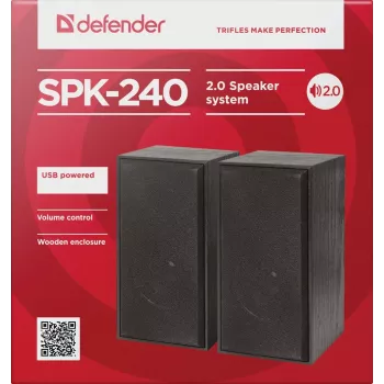 DEFENDER SPK-240 przewodowe głośniki biurkowe, 2.0, 6 W RMS, zasilane przez USB, 3,5 mm, czarny
