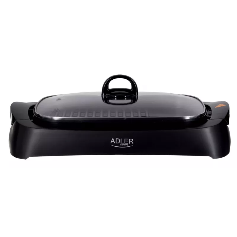 Elektryczny grill stołowy Adler AD 6610, 3000 W, czarny, prostokątny podwójny ruszt+blat grillowy