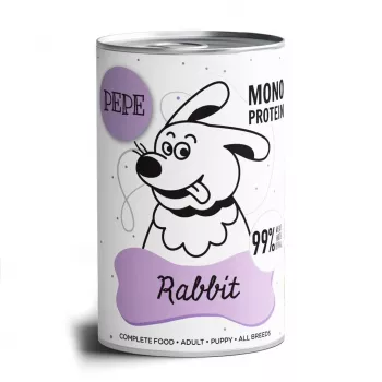 Mokra karma dla psów PAKA ZWIERZAKA Pepe Rabbit 400 g — pasztet z królika, dla dorosłych psów, bez glutenu i soi