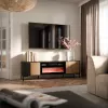 Szafka TV cama meble MERCI z kominkiem, 180 x 40 x 53,5 cm, czarny blat, rama dąb artisan