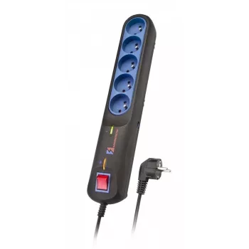 Listwa zasilająca Lestar LFT 2005 — 5 gniazd AC typu F, kabel 2,5 m, szary/czarny