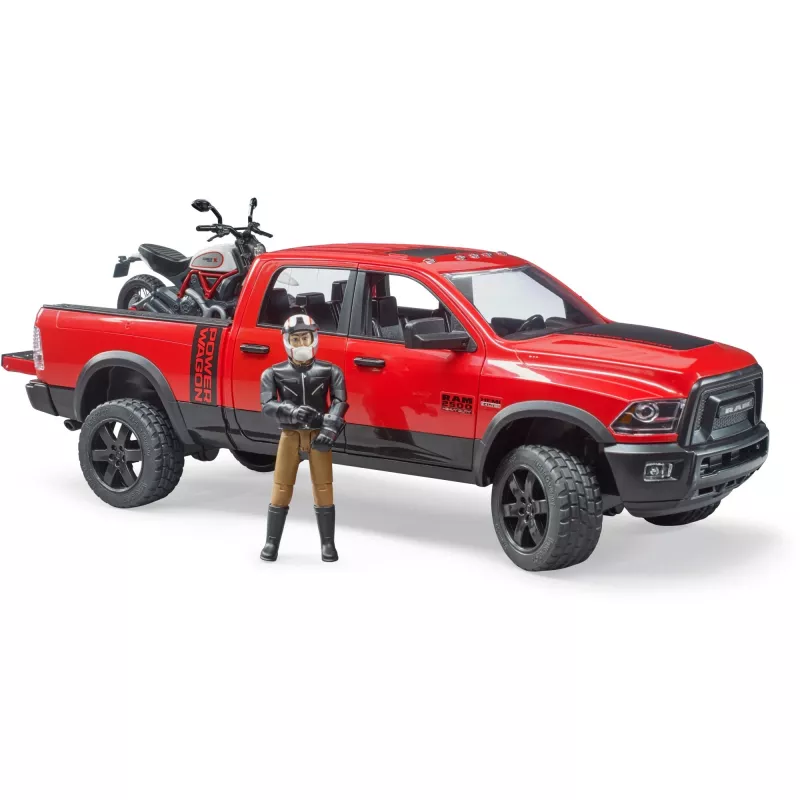 Dodge RAM 2500 Power Wagon z przyczepą i motocyklem Ducati 02502 BRUDER