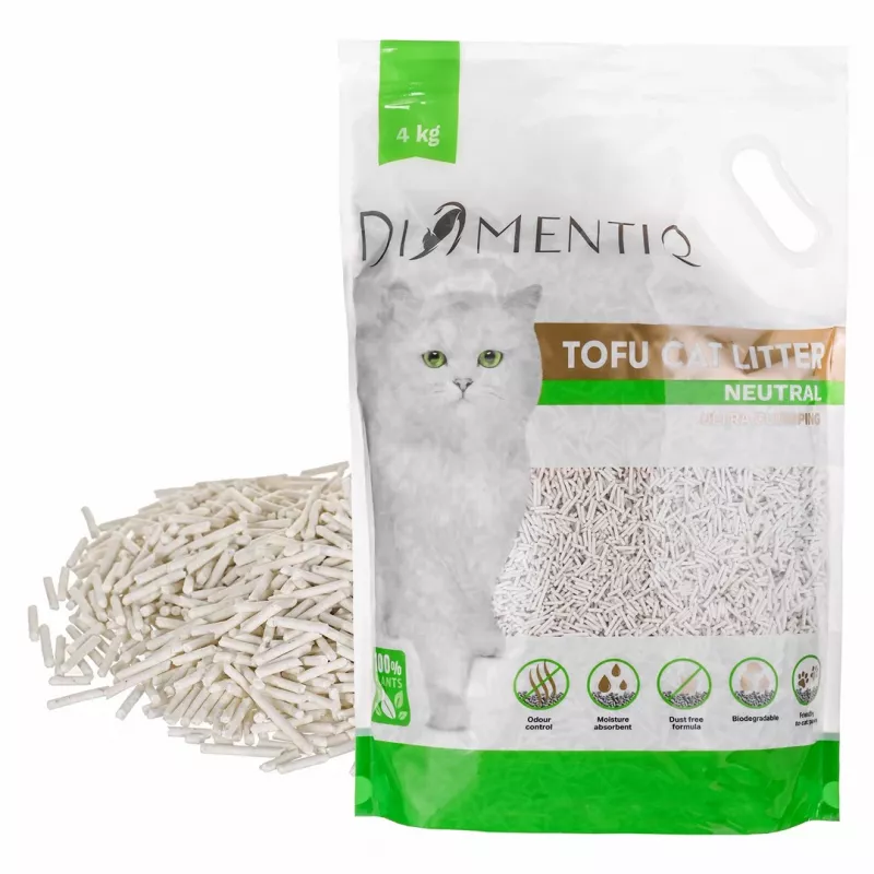 DIAMENTIQ Tofu Neutral Ultra zbrylający - roślinny żwirek - 4kg