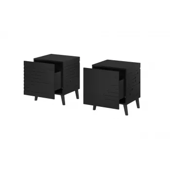 Szafka nocna cama meble NOVA 44x40x52 cm matowy czarny — 1 szuflada, rama 16 mm