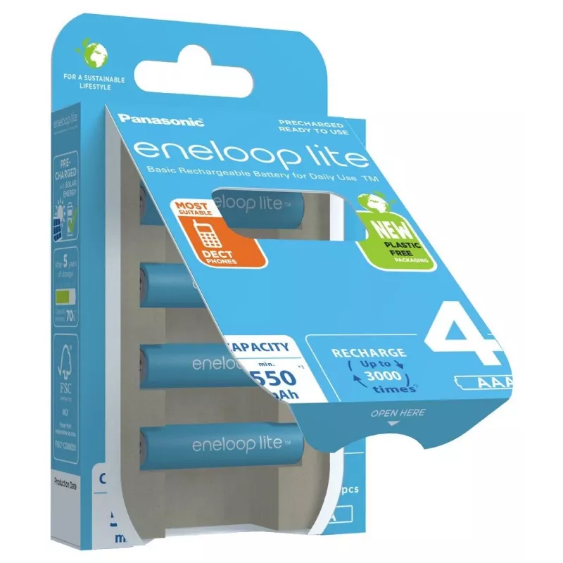 Akumulatorki PANASONIC ENELOOP LITE AAA 550 mAh 4 szt. (BK-4LCCE/4CP)