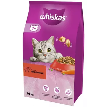 Sucha karma dla kota Whiskas Adult Beef 14 kg – kompletne żywienie dla dorosłych kotów