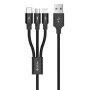 Kabel USB 3 w 1 do ładowania i transmisji danych Devia Kintone Series — Lightning, Micro-USB, USB-C, 1,2 m, czarny