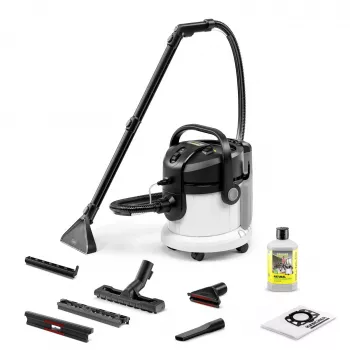 Odkurzacz | KARCHER | Moc wejściowa 1000 W | Pojemność zbiornika na kurz 4 L | Odkurzacz bębnowy | Rodzaj czyszczenia Na sucho i mokro | Pojemnik na kurz Bezworkowy | Kolor Czarny/Szary/Biały | 1.081-155.0