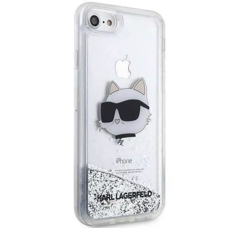 Karl Lagerfeld | Oryginalne etui IPHONE SE 2022/SE 2020/7/8 Karl Lagerfeld Twarde etui z brokatem Głowa Choupette (KLHCI8LNCHCS)