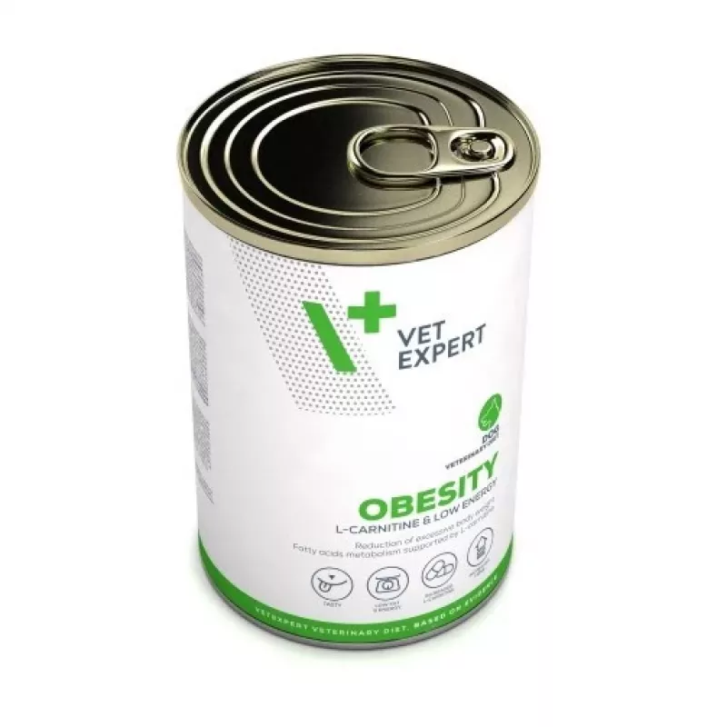 Mokra karma dla psa VETEXPERT Veterinary Diet Obesity dla psów puszka 400 g — drób, dorosłe, niskotłuszczowa, wysoka wilgotność