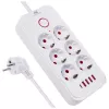 Listwa zasilająca MACLEAN MCE391 W — 6 gniazd, 4×USB-A + 1×USB-C, kabel 3 m, 110–240 V, 2500 W, biała