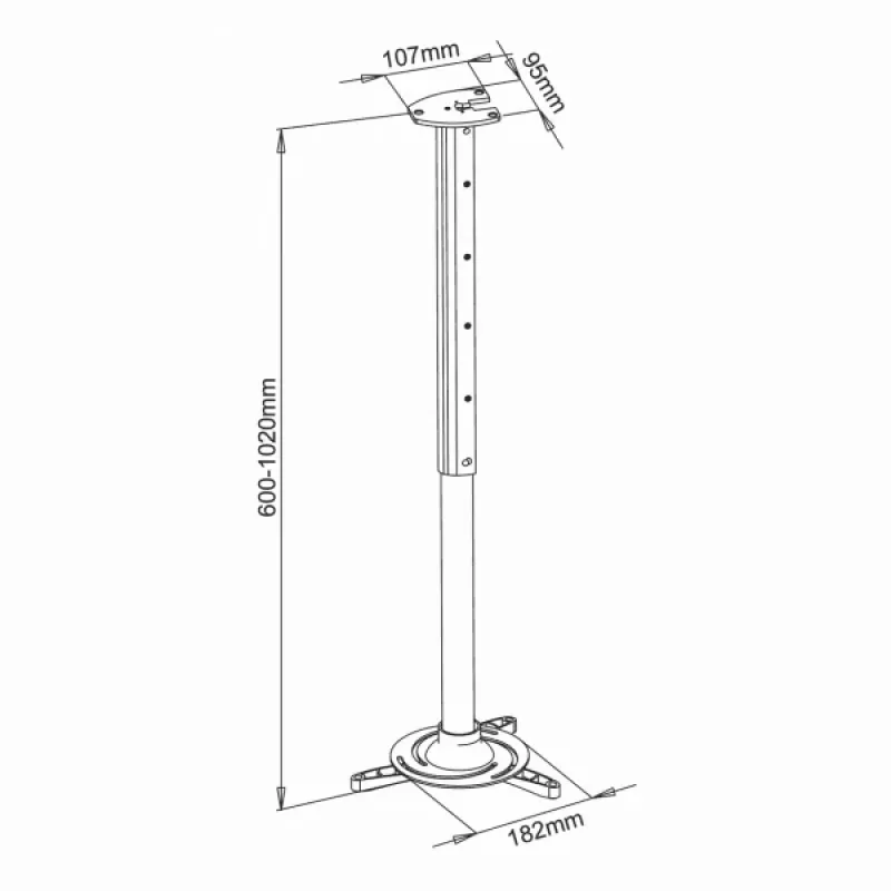 Uchwyt sufitowy do projektora Sbox PM-102XL, max 336 mm, 15 kg