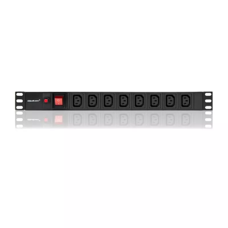 Qoltec 53998 Listwa zasilająca do RACK 19 | 1U | 10A | PDU | 8xIEC C13 | 2m
