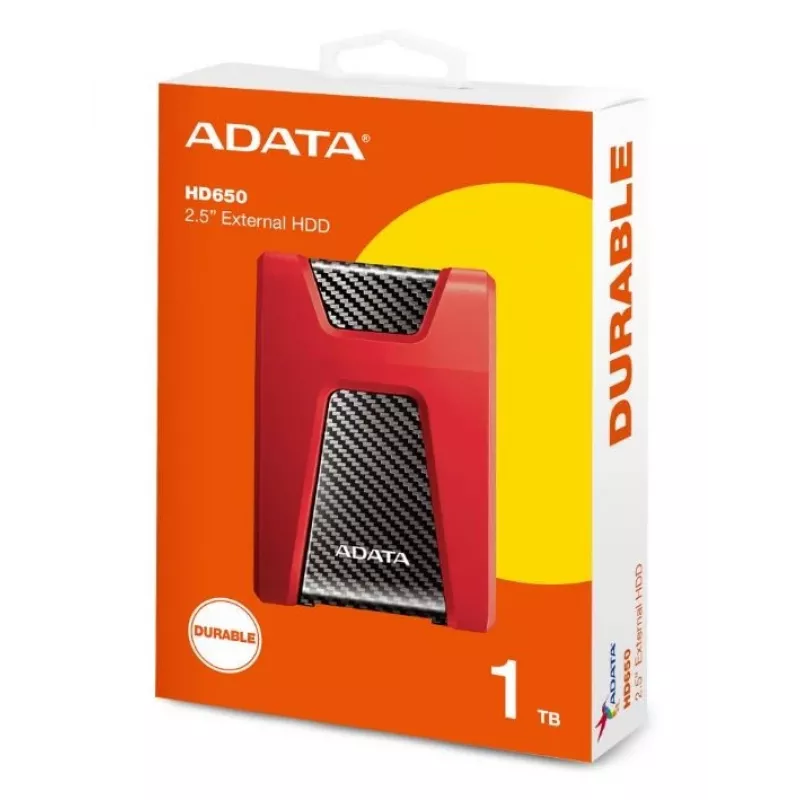 ADATA DashDrive Durable HD650 zewnętrzny dysk twardy 1 TB 2,5 cala USB 3.2 Gen 1 (3.1 Gen 1) Czerwony