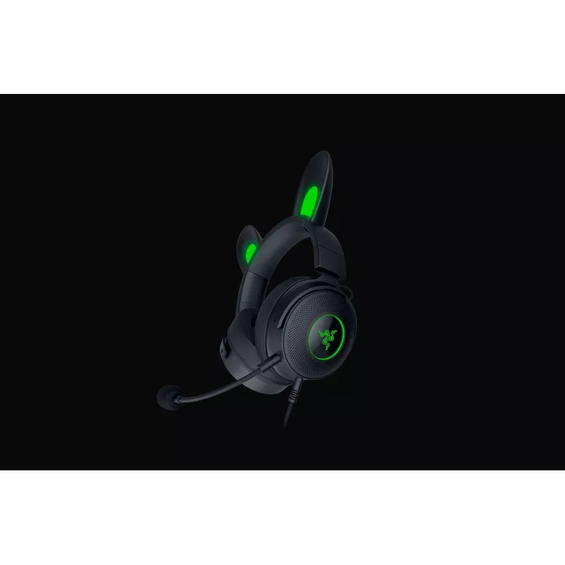 Razer Kraken V2 Pro Kitty Edition – przewodowy, nauszny, czarny zestaw słuchawkowy do gier