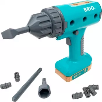 Wkrętarka akumulatorowa zabawka BRIO Builder model 63460000 — realistyczny wygląd, zasilane bateryjnie narzędzie do zabawy