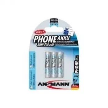 ANSMANN 5030142 Akumulator NiMH Micro AAA, Telefon DECT, 800mAh, 3 sztuki
