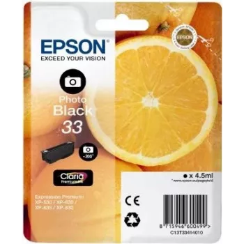 Epson pomarańczowys C13T33414010 wkład atramentowy 1 szt. Oryginalny Czarny fotograficzny