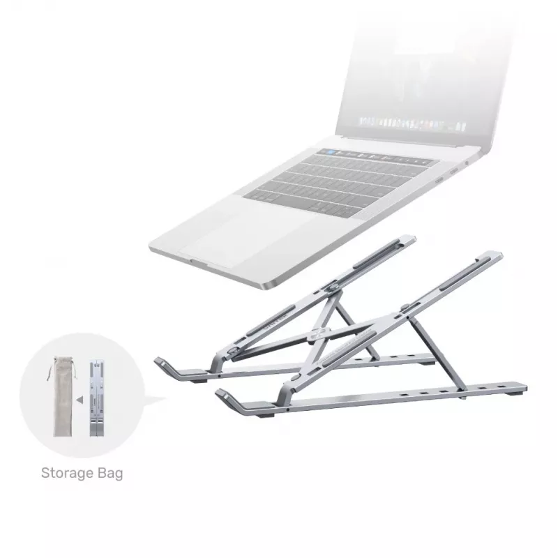 Podstawka pod laptopa UNITEK OT155SL srebrna aluminiowa, regulacja pochylenia 13-41°