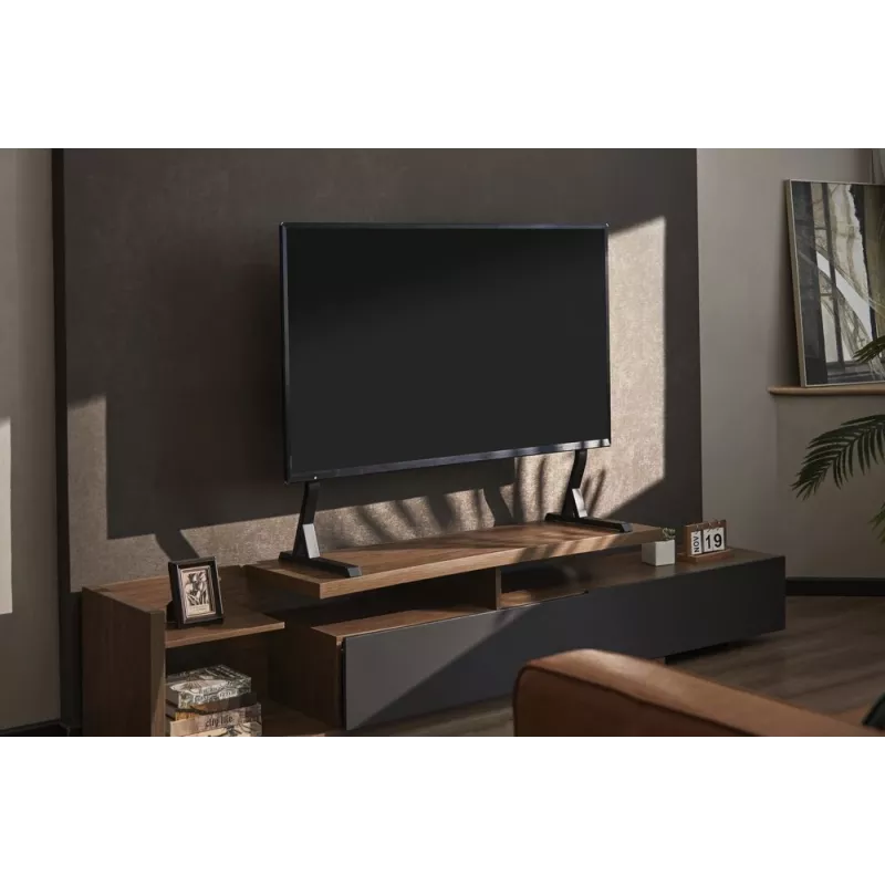 Wolnostojący stojak pod telewizor GEMBIRD TVS-D90F-01 do telewizorów 45–90 cali, stalowy, stała wysokość, VESA 200x200–800x400, maks. obciążenie 60 kg, 970×800×525 mm