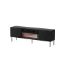 Szafka RTV Cama Meble CORTINA 180x40x60 cm czarna z czarnym kominkiem