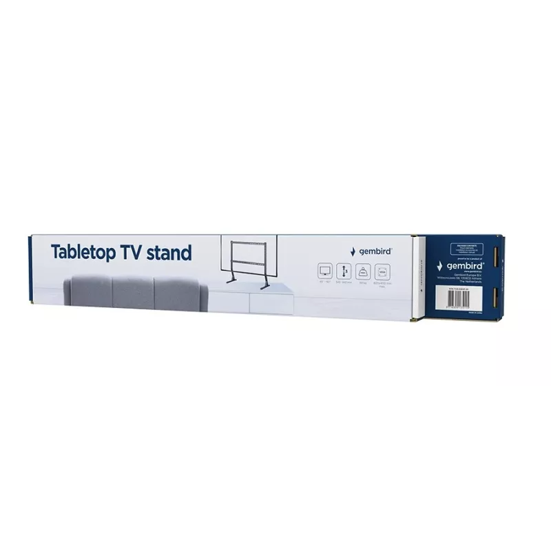 Wolnostojący stojak pod telewizor GEMBIRD TVS-D90F-01 do telewizorów 45–90 cali, stalowy, stała wysokość, VESA 200x200–800x400, maks. obciążenie 60 kg, 970×800×525 mm