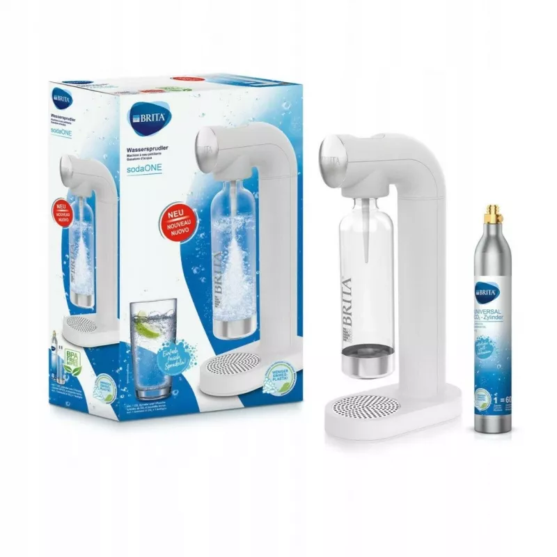 Butelka do saturatora BRITA SodaONE biały — butelka, wydajność 60 l, bez BPA, 450×129×240 mm