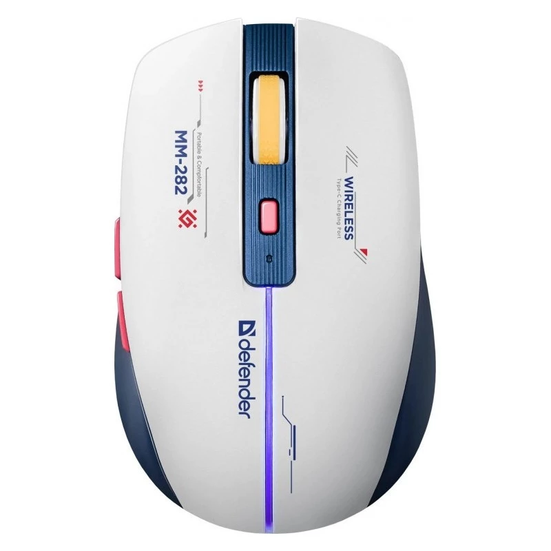 Bezprzewodowa mysz gamingowa DEFENDER MM-282 RF — symetryczna, optyczna 1800 DPI, 5 przycisków, USB, zasilana bateriami