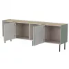 Komoda cama meble FELLINI 2000×400×700 mm, oliwkowa z blatem z dębu olejowanego, rama MDF