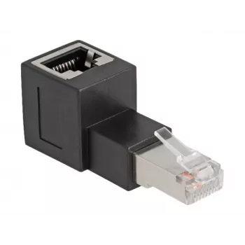 DeLOCK adapter RJ45 wtyk na RJ45 gniazdo kat.6A 90° skierowany do góry czarny