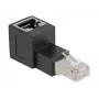 DeLOCK adapter RJ45 wtyk na RJ45 gniazdo kat.6A 90° skierowany do góry czarny