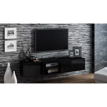 Cama szafka TV SIGMA1 180 czarny/czarny połysk