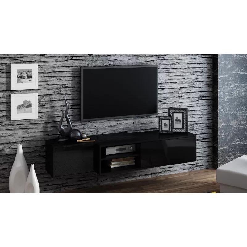 Cama szafka TV SIGMA1 180 czarny/czarny połysk