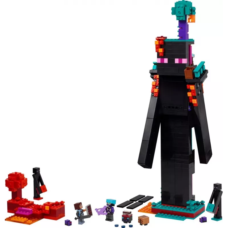 Zabawka konstrukcyjna LEGO Minecraft zestaw 21279 Wieża Endermana, 867 elementów, 2 minifigurki, wysokość 450 mm