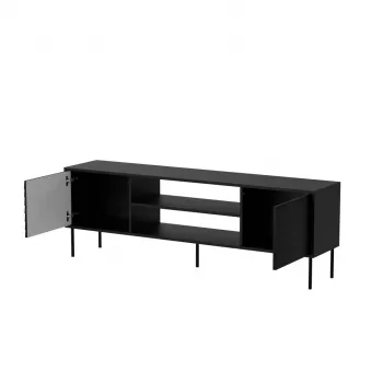 Szafka TV cama meble CORTINA EF 180×40×60 cm, czarna, blat z płyty wiórowej, czarna rama