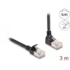 Kabel sieciowy DeLOCK RJ45 Cat.6A S/FTP cienki 90° 3 m Czarny