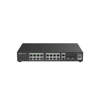 Zarządzalny przełącznik Gigabit PoE L2 Ruijie RG-ES220GS-P — 18× Gigabit (10/100/1000), IEEE 802.3af/at, 40 Gbit/s, czarny