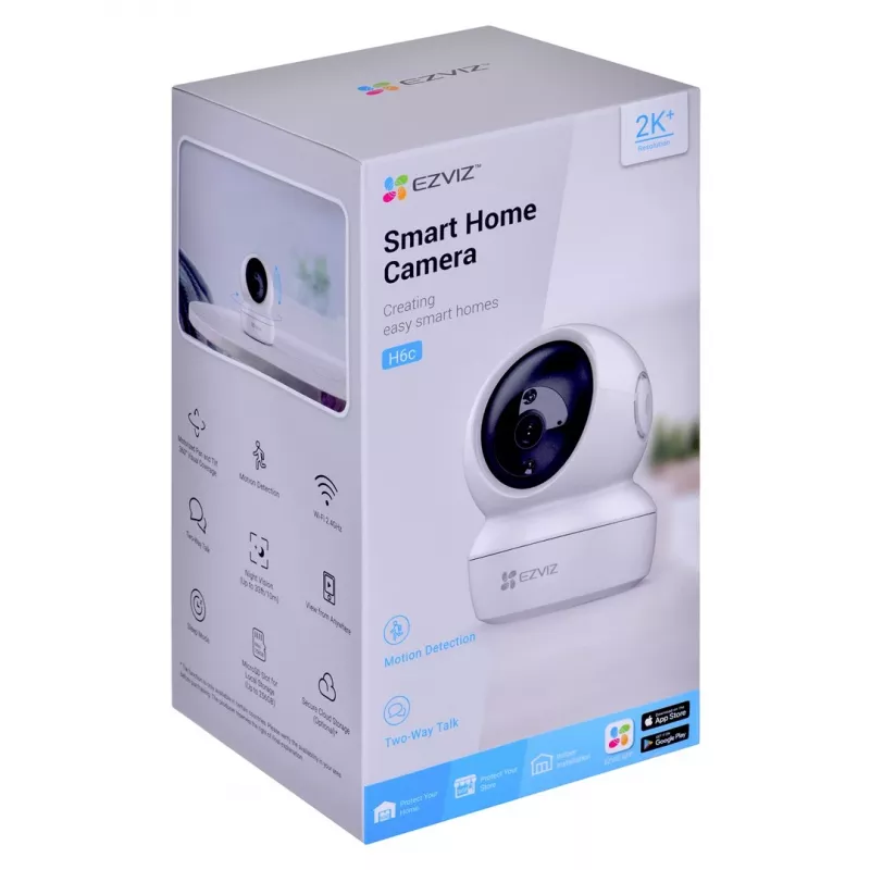 Kamera bezpieczeństwa IP EZVIZ H6c 1920 x 1080, wewnętrzna, kulista, Wi‑Fi i Ethernet, obiektyw 4 mm, widok 360°, microSD do 256 GB