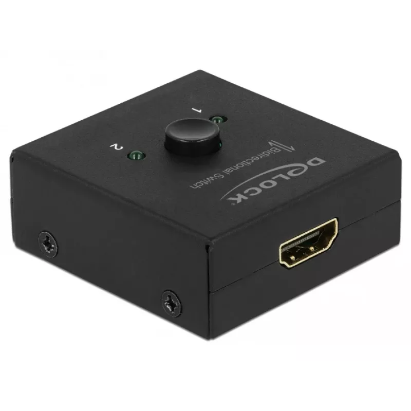 DeLock HDMI 2 - 1 dwukierunkowy 4K 60 Hz kompaktowy – pudełko detaliczne – przełącznik wideo/audio – 2 x HDMI – komputer stacjonarny (64072)