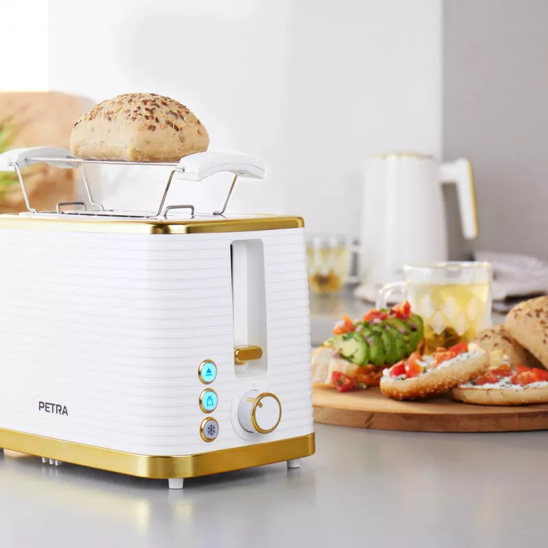 Toster Petra PT5032WVDE 2-kromkowy, kompaktowy toster elektryczny z 2 szczelinami