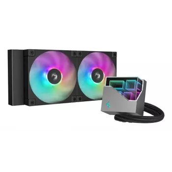 Zestaw chłodzenia cieczą All-in-one DeepCool LT240 — radiator 240 mm, 2x wentylatory 120 mm PWM, łożysko hydrodynamiczne, wsparcie LGA 1200, czarny